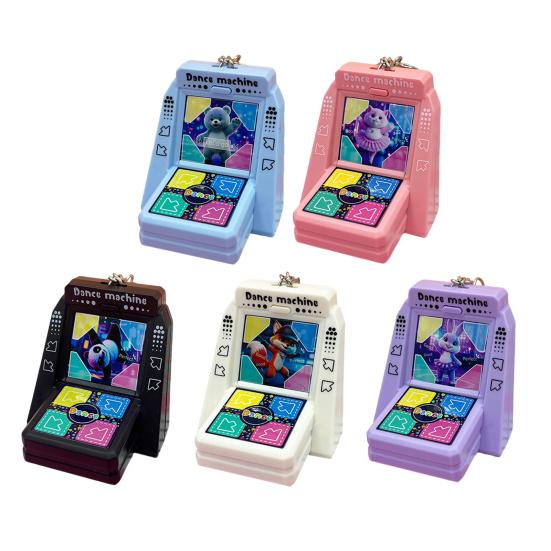 Mini Arcade Dance Machine Keychain with Music Reaction Training Handheld Game Console Kids Adults Battery Operated Dance Game Machine Keyring Toy