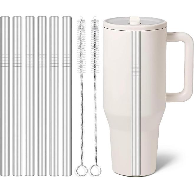 MIMORE Metal Straw for HydroJug 32 oz, 6 PCS Resuable Stainless Steel Straw Replacement Compatible with HydroJug 32 oz 32 oz