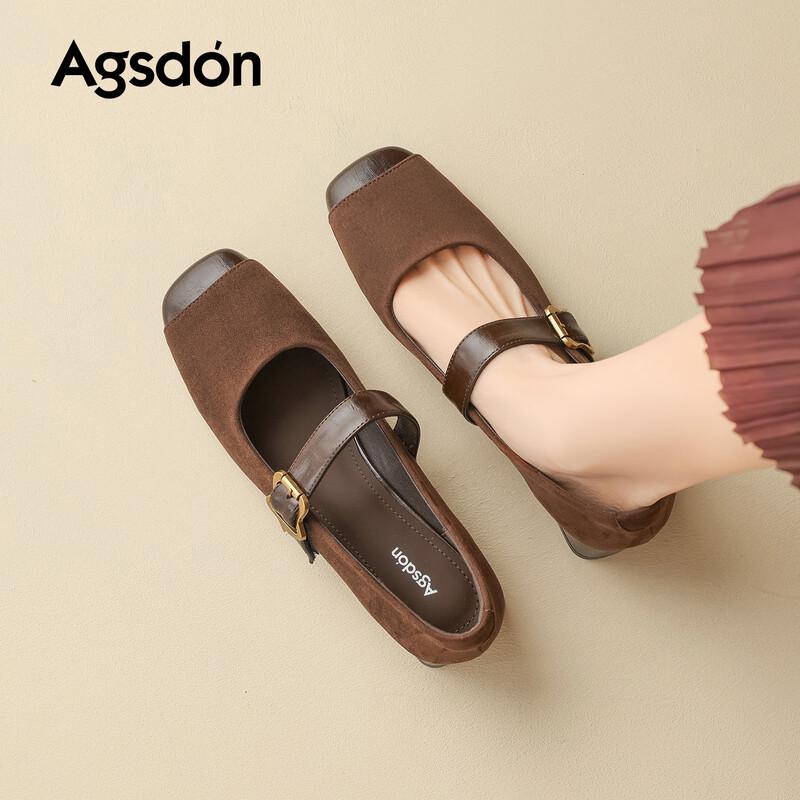Women s Retro Square Toe Chunky Heel Mary Jane Shoes 37 кофейный