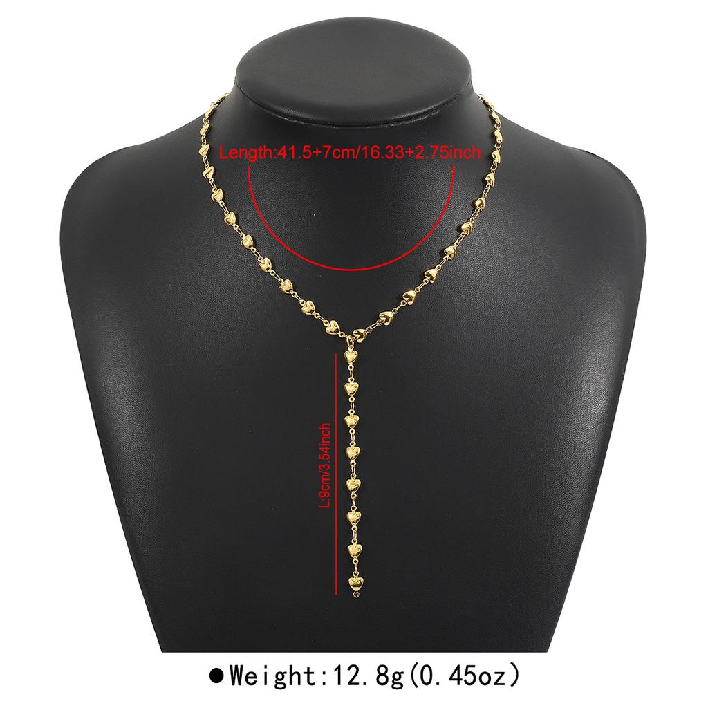 Prosty Naszyjnik z Wisiorkiem w Kształcie Serca z Frędzlem w Kształcie Litery Y