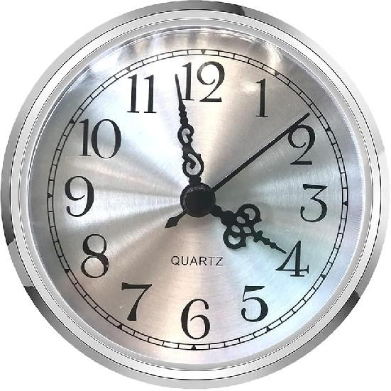 Mini Round Clock Insert 3-1/2 Inch (90 mm),Carkio Gold Quartz Clock Insert with Arabic Numeral Gold Dial Gold Tone Bezel Fit-up Movement Miniature серебряный
