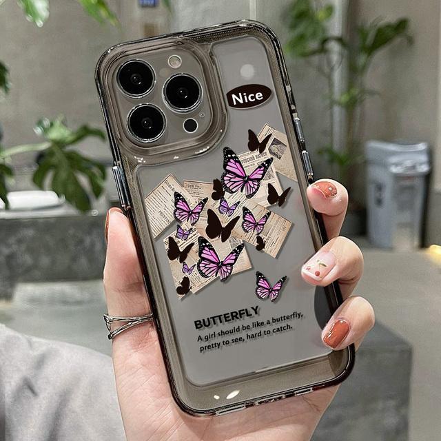 

Чехол для телефона с бабочкой для Iphone 14 Pro Max, чехол для iPhone 13 12 11 Pro Max 7 8 Plus X Xr Xs Max Se, силиконовый противоударный прозрачный чехол For iPhone 12