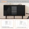 Sideboard with 3 Drawers and 2 Doors, Chest of Drawers with Glass Door and Metal Feet, Buffet for Dining Room, Living Room or Hallway, 120x38 X79.5 Cm, Black