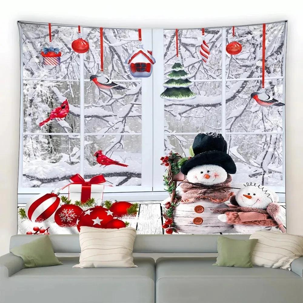 

Рождественский день украшение фон ткань Рождественская елка Снеговик печать гобелен гостиная комната украшение дома 100x75cm