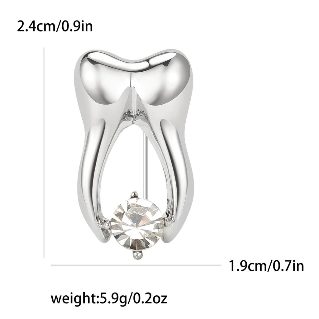 Enamel Teeth Pin for Women Unisex Rhinestone Cartoon Tooth Brooch Event Party Backpack Decoration Clothes Accessories