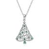 Huitan Christmas Tree Design Women Necklace with Green Cubic Zirconia Luxury Silver Color Necklace Fancy Gift Statement
