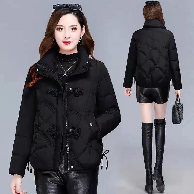 Chinese Disc Buckle Down Padded Jacket, Short Fashion, Warm, Thickened Stand-up Collar Jacket, Winter Padded Jacket
