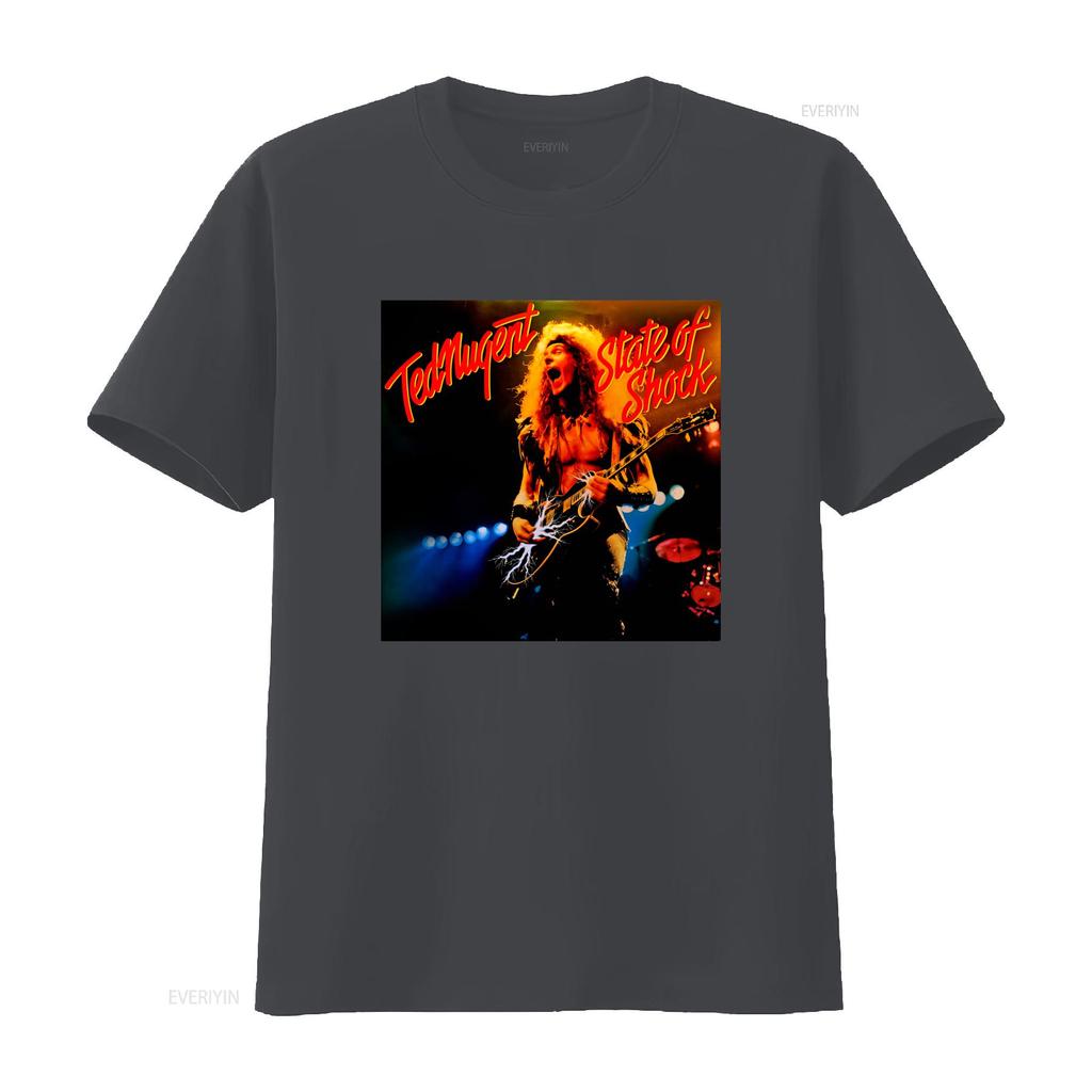 Ted Nugent State Of Shock Vintage Rock Band T Shirt 90s Style Black Rare Double Sided Sizes S 5XL F030 vintage Washed fashion