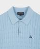 BROOKS BROTHERS Cotton Cable Polo Short Sleeve Sweater (Light Blue) (Bbwtmog204)