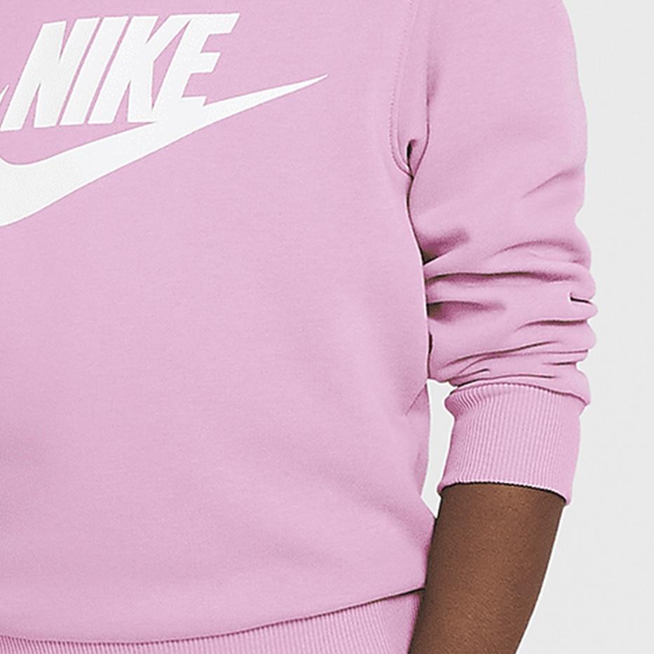 Nike Sweatshirt Club Brand Logo Letter Fleece Lined Crew Neck Mysterious Flamingo Red Children Aged 3 7 Years Old Kids' IB2553-646
