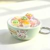 Plastic Mini Bread Squeeze Toy Keychain With Cartoon Pattern For Kids And Teens