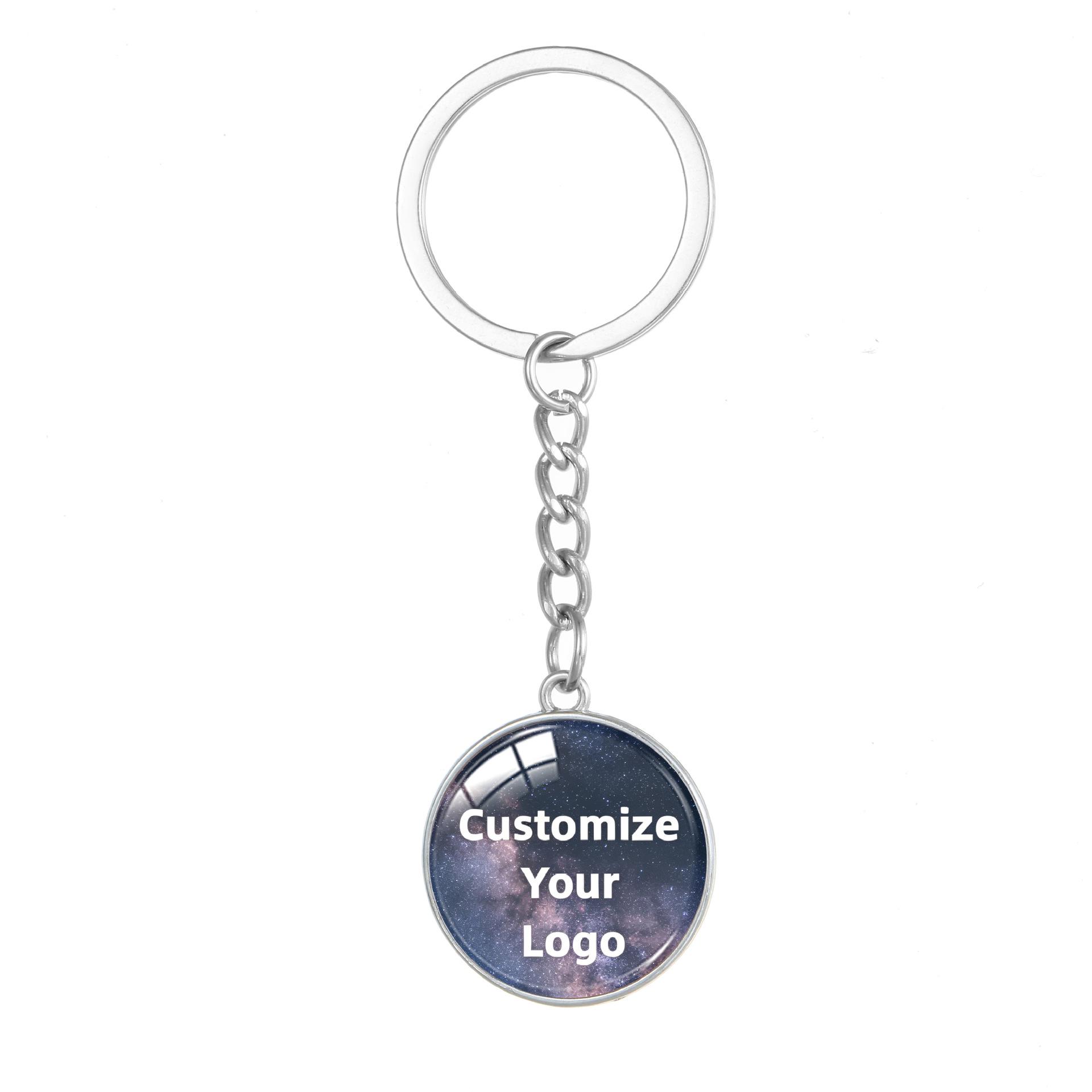 Customizable Dual-Style Time Gem Keychain - Silver & Antique Bronze Corporate Gift Pendant серебряный