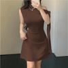 European and American women's clothing fashion Spice Girls new solid color single shoulder sleeveless splicing straps hip wrap short dress women