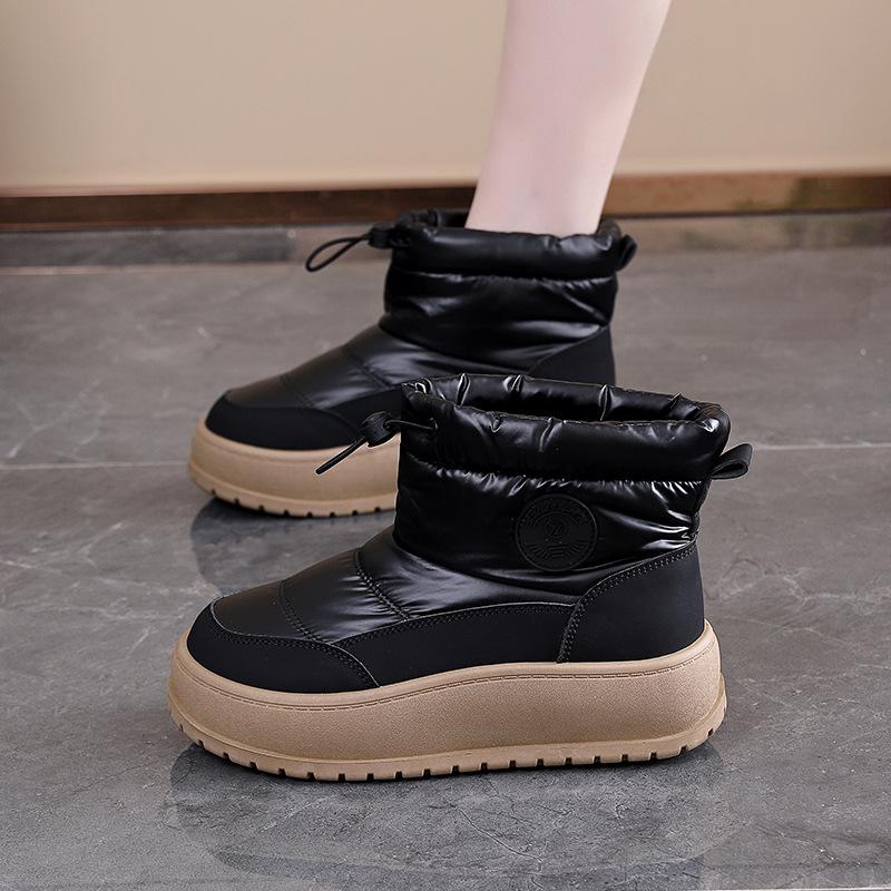 Damenmode Dicke Sohle Erhöhend Leicht Winter Warm Fell Eins Schneestiefel Gepolstertes Futter Rutschfest Lässig Sportlich Baumwollstiefel