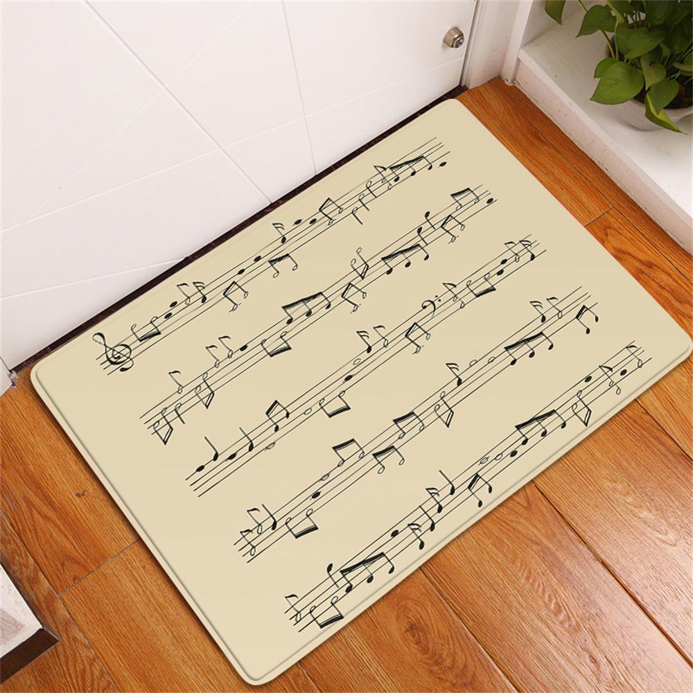 Black Music Note Carpets Dirt-resistant Entrance Doormats Anti-slip Floor Mats Home Decor Carpet for Bathroom Kitchen Rug