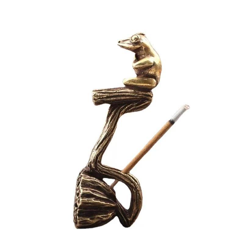 Alloy Zen Meditation Frog Statue Aesthetic Vintage Texture Small Decor for Tea Table Home Office Gift