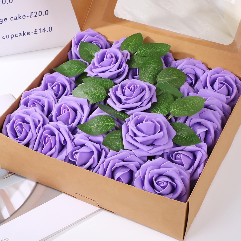 8cm Foam Rose Artificial Flower with Stem for Weddings and Valentine's Day