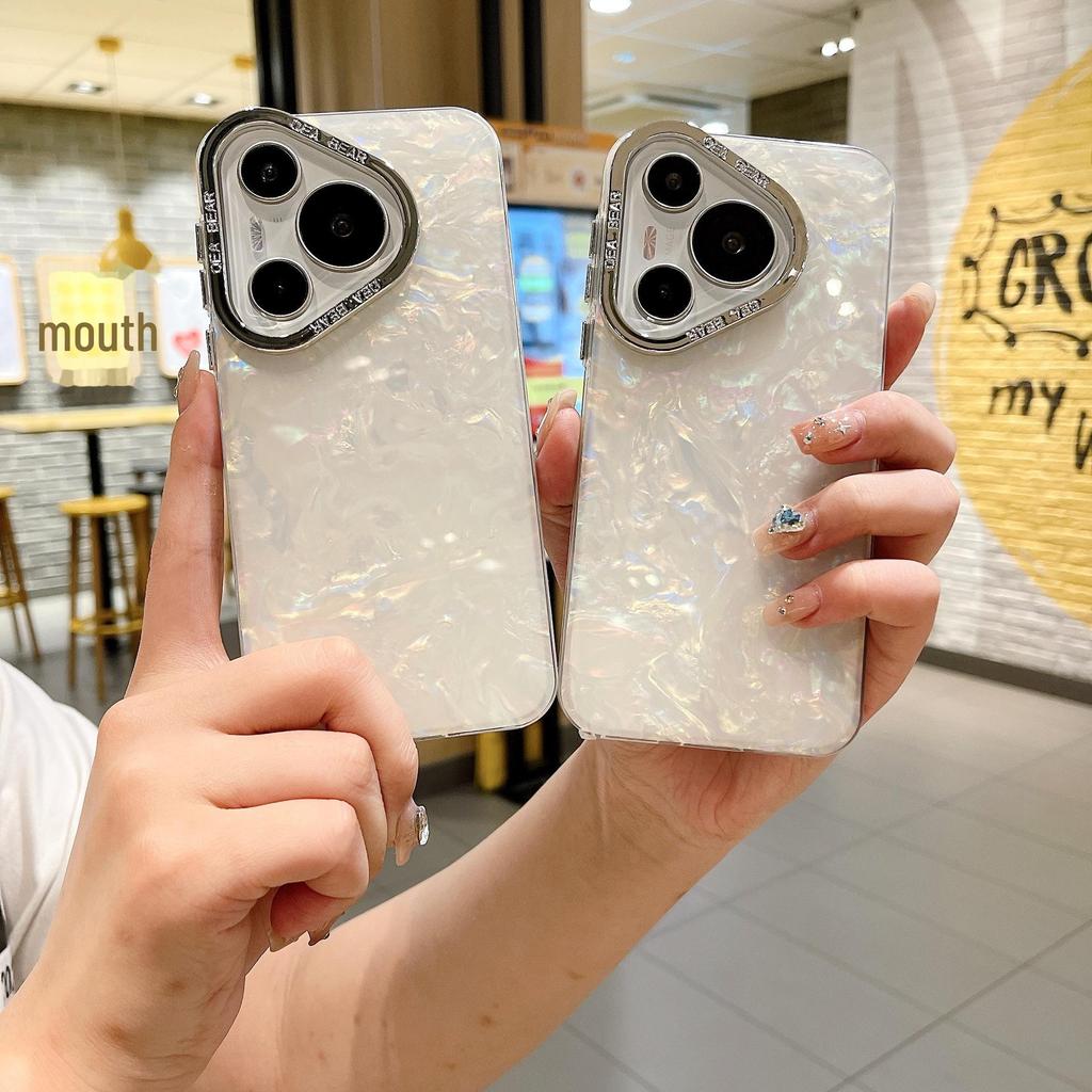 "Carcasa Blanda con Patrón de Hilo de Pluma para Móvil Huawei Pura70 para P70 Pro/Ultra - Diseño para Mujeres"