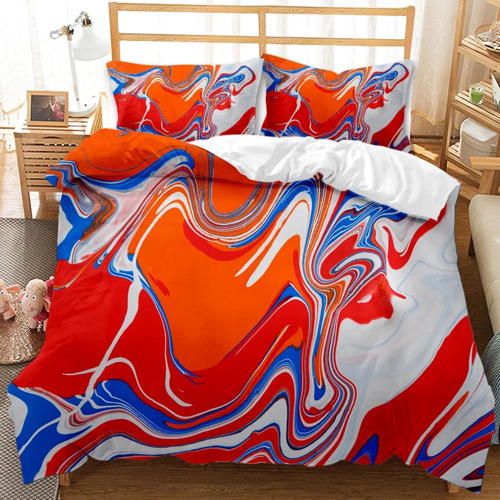 Marble Duvet Cover Set Marble Bedding Set Blue Gold Abstract Texture Kid Bedclothes Double Queen King Size Polyester Quilt Cover