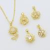Copper Gold-Plated Full Zircon Sunflower Blooming Double-Layer Three-Dimensional Rotatable Necklace Pendant