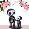 Sugar Skull Couple Figurine, Resin Crafts Cute Statue Skeleton Memorial Sculpture, Halloween Home Decor Collectible Figurines, Sugar Skull Gifts for