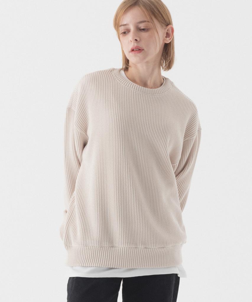PIANER Bequemer übergroßer Rundhals-Strick (beige)
