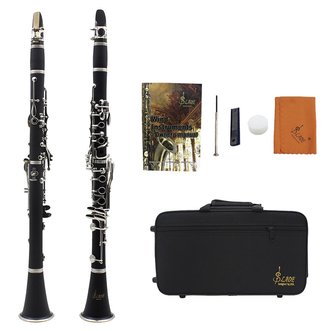 Bb Clarinet, Bakelite, Nickel-Plated, Black, 17 Keys, Adult & Beginner Exam Instrument.