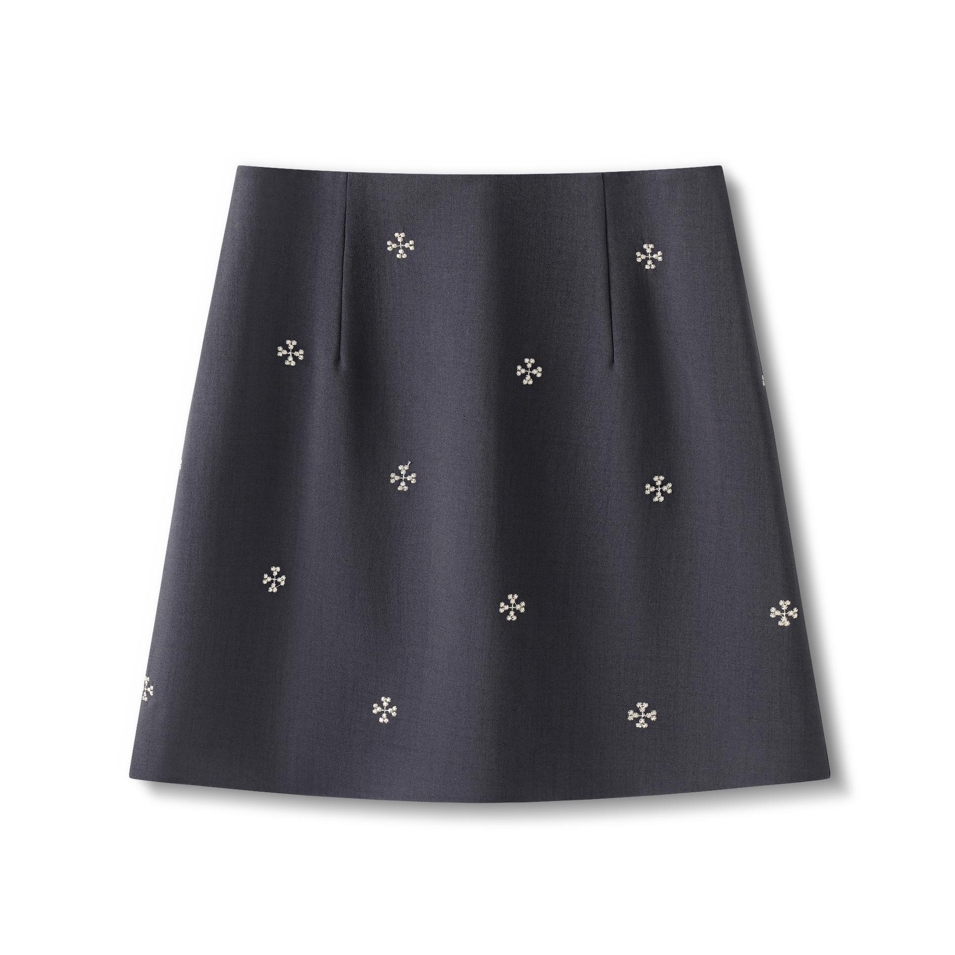 

Spring/Summer 2026 Embroidered A-line Gray Skirt for Women - Sweet, Slimming High Waist, Hip-hugging Design 3XL (136-145 jin) серый
