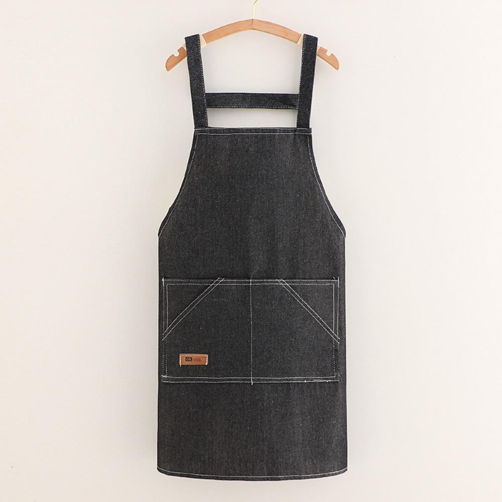 New Thicken Kitchen Aprons Multi-pocket Antifouling Chef Work Apron Canvas Breathable Barista Apron Kitchen