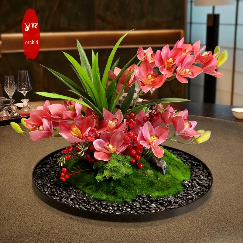 Hotel Dining Table Centerpiece: Artificial Flower Turntable Decoration for Restaurants & Private Rooms