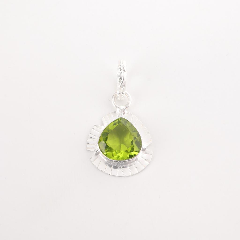 August Peridot Gemstone Sterling Silver Friendship Day Wedding Wife Gift Pendant PP-8-5