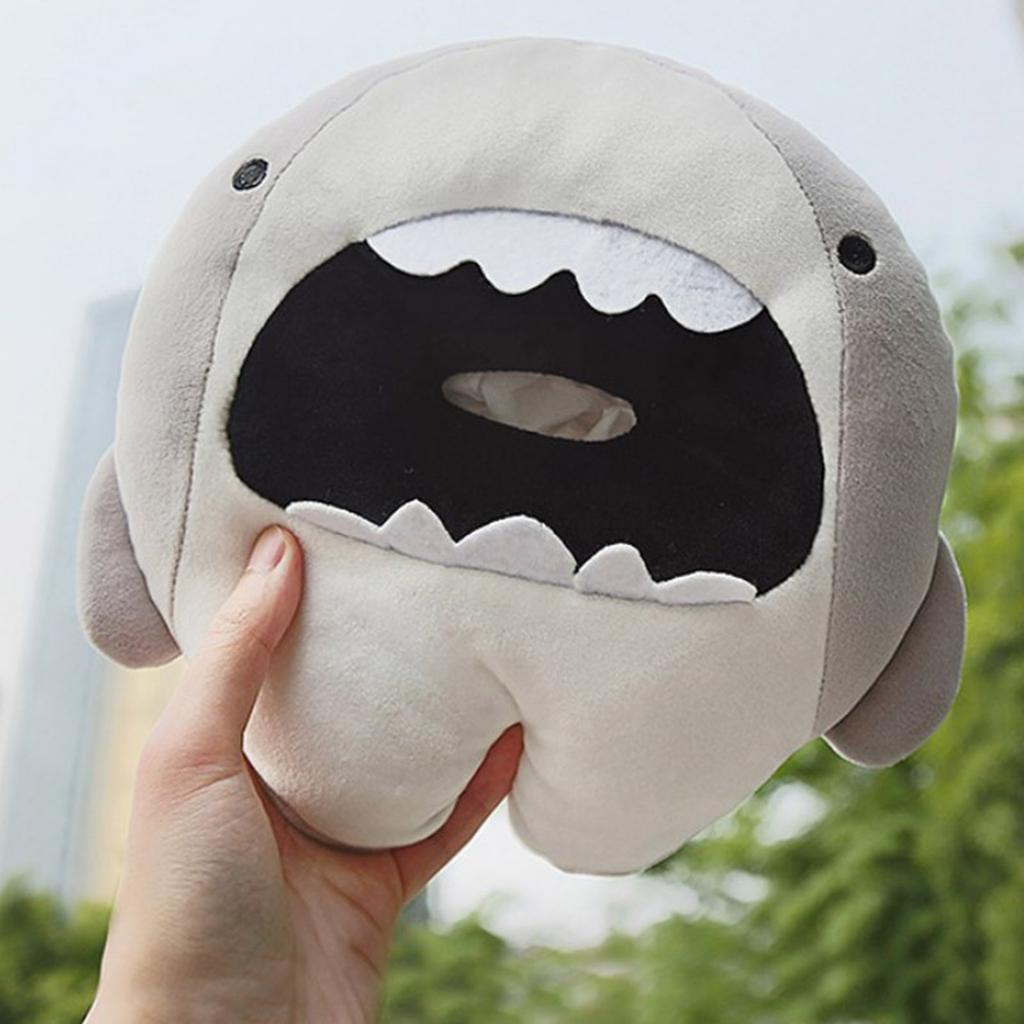 Car Tissue Boxes Creative Cartoon Plush Paper Napkin Case Cute Animals Shark Paper Tissue Box Holder Interior Accessories