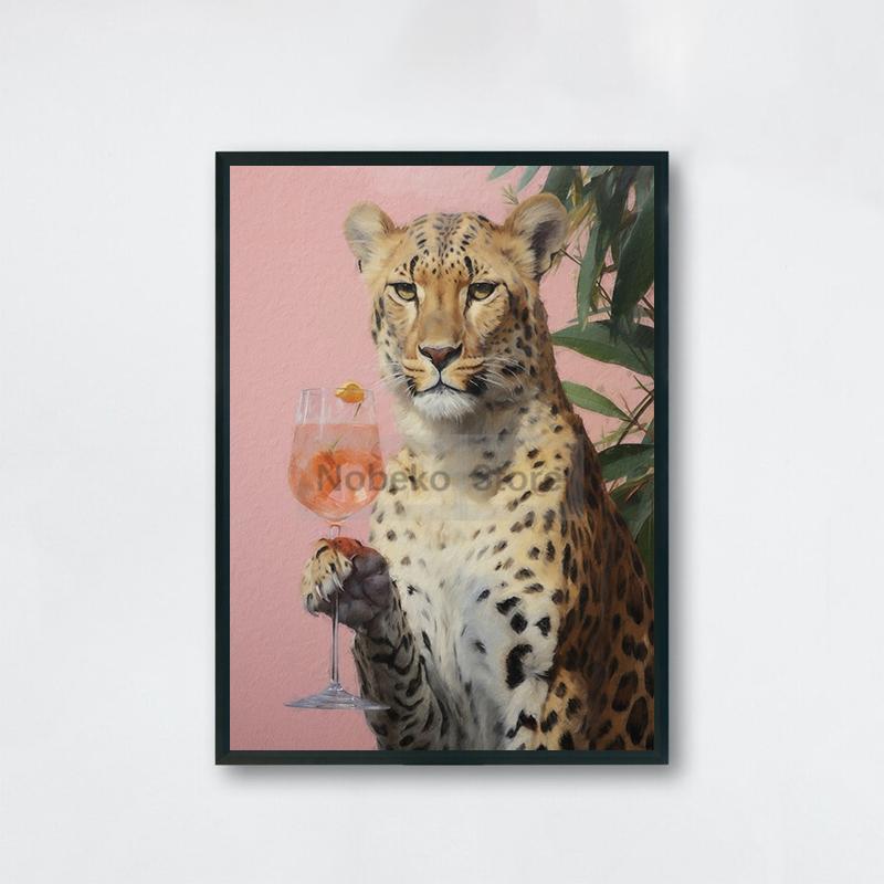 Vintage Animal Cocktail Poster Trendy Antique Prints Canvas Painting Funny Kitchen Wall Art Home Room Retro Bar Cart Decoration