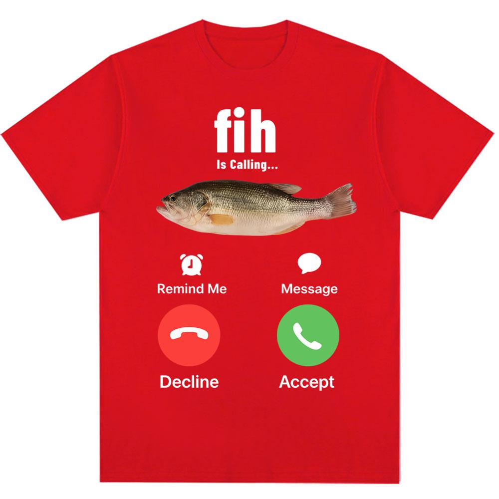 Divertida camiseta FIH is calling mee mujeres humorísticas moda camiseta de alta calidad casual