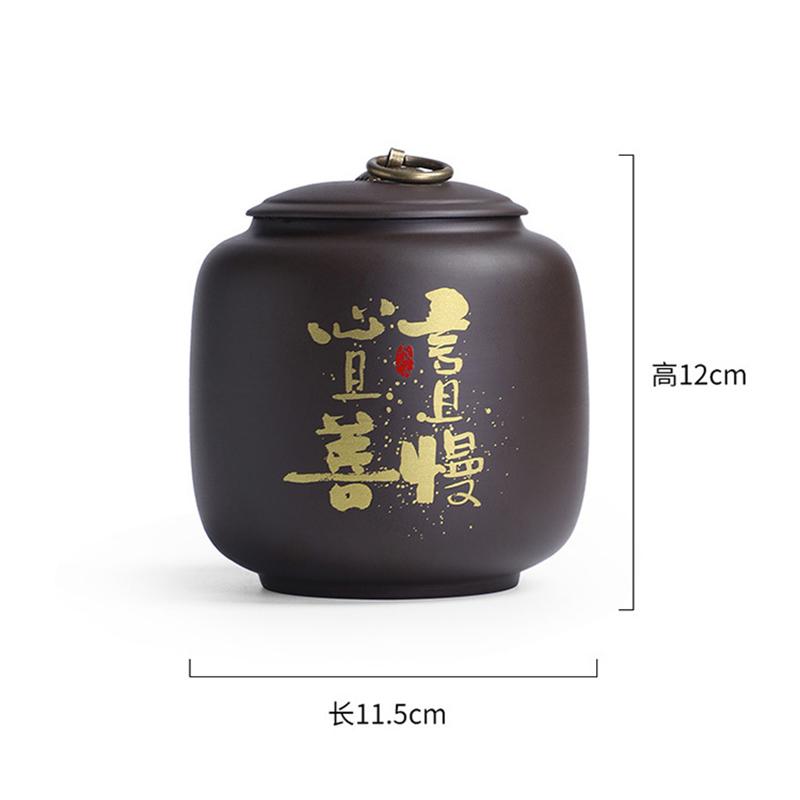 Black Purple Sand Tea Jar Ceramic Sealed Candy Jar Round Ceramic Multifunctional Nut Coffee Bean Medicinal Material Storage Box