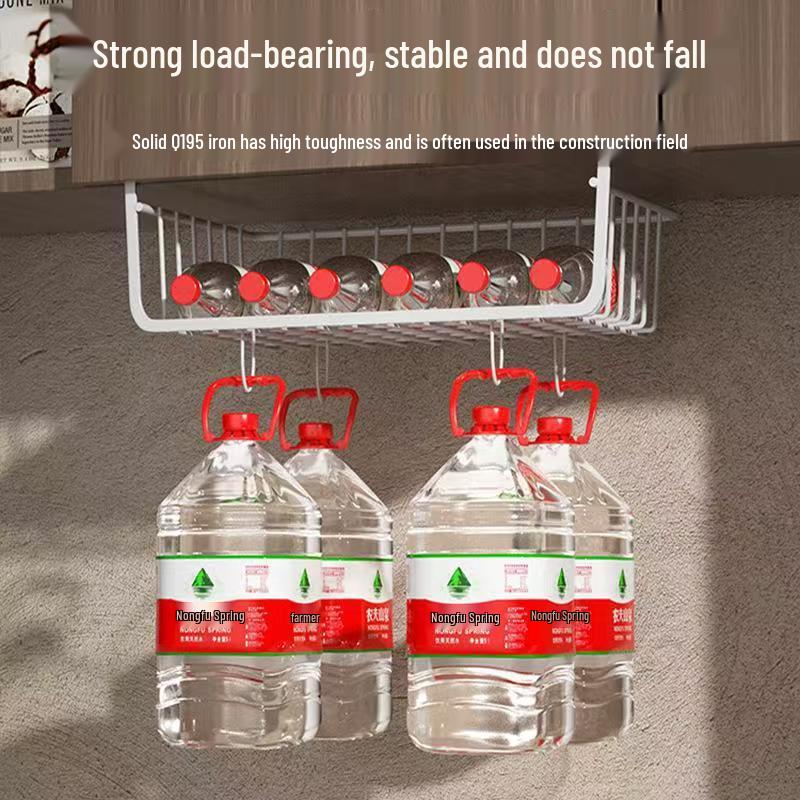 Wall-Mounted Multi-Functional Kitchen Storage Rack - Punch-Free Hanging Basket for Dorms