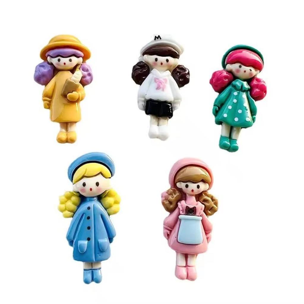 5 Stück 35mm Große Cartoon Schönheitsmädchen Kawaii Flatback Resin Prinzessin DIY Dekoriert Haarnadel Scrapbook