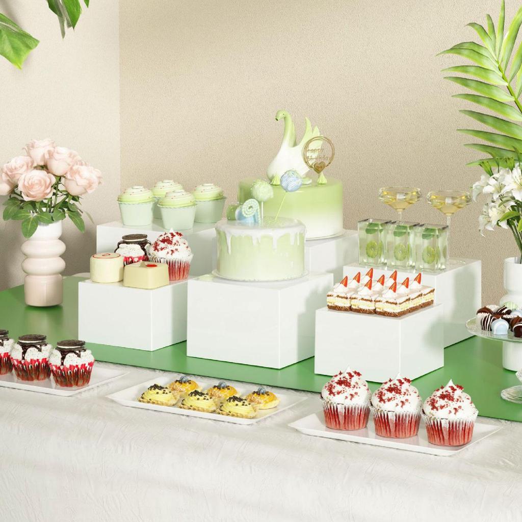 7Pcs Buffet Riser Food Riser with Hollow Bottoms Display Stand Dessert Table Display Set