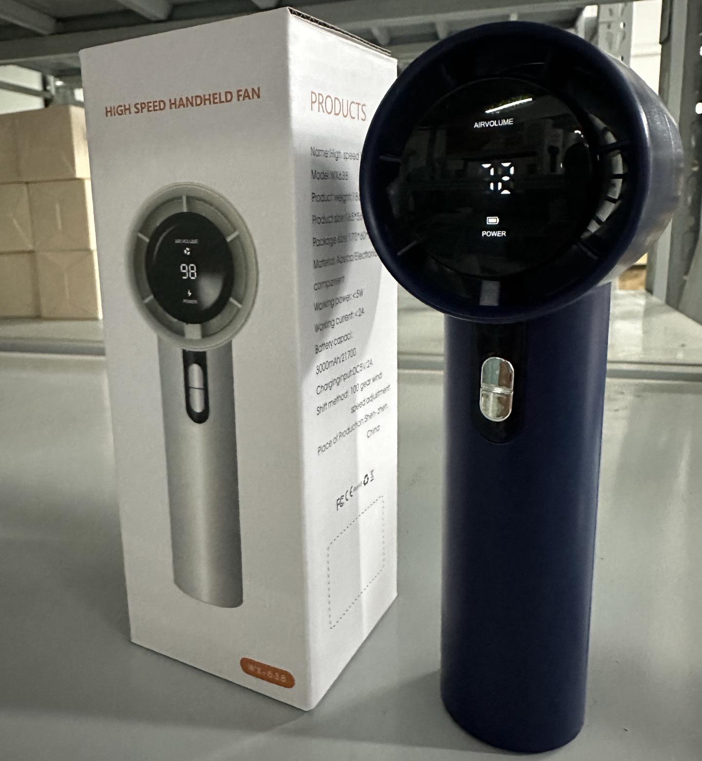 

Мини-ручной вентилятор с цифровым дисплеем и 100 скоростями, USB-зарядка See Details синий