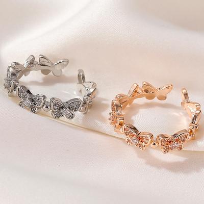 New Fashion Rose Gold Dancing Moving Butterfly Rings Dainty Insect Minimalist Rings For Women Girls French Jewlery  Trend