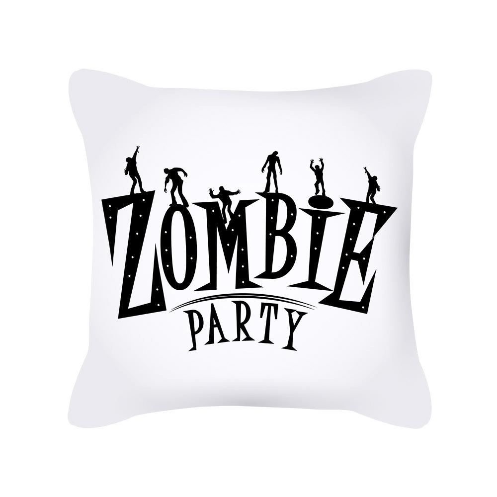 Nordic Black and White Halloween Cushion Letters Ghost Peach Skin Cushion Cartoon Home Cushion Cover