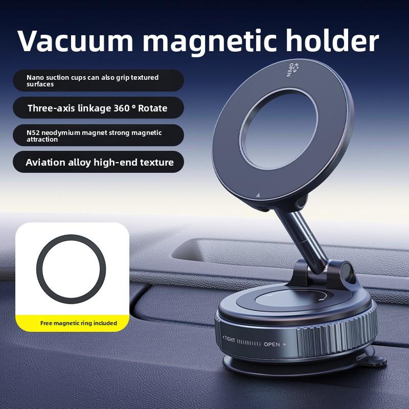 Metal Car Mobile Phone Holder Vacuum Adsorption Magnetic Suction Special Suction Cup for Car Navigation Shockproof Support
