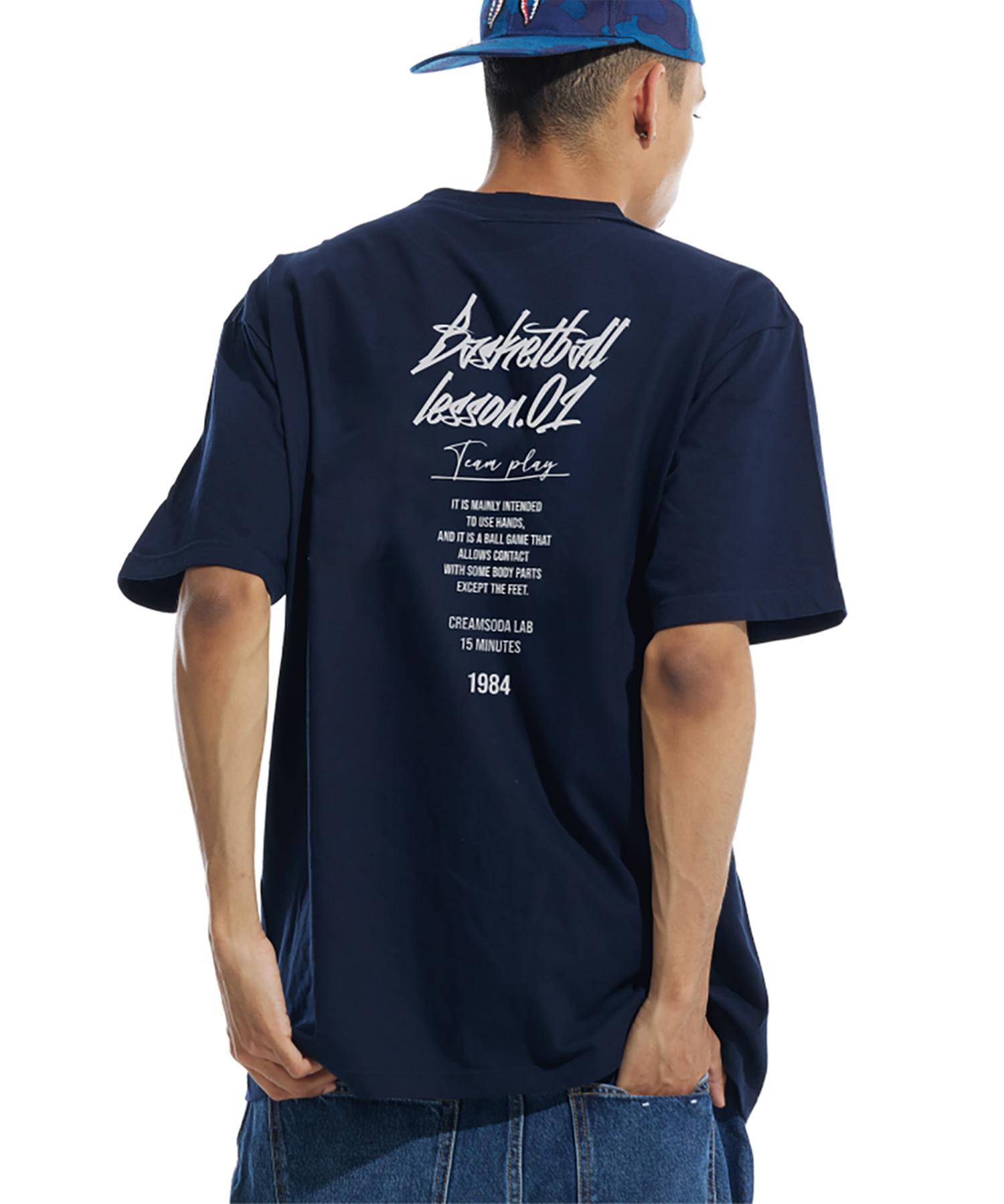Cream Soda Lab 15Min Quarter Teamplay Graphic Logo Short Sleeve T-Shirt Navy White L (2)
