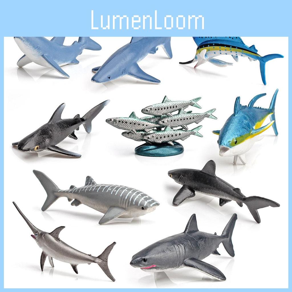 Mini Ocean Animal Model Set Realistic Pvc Figures Includes Sardine Shark And Marlin 10 Piece Collection