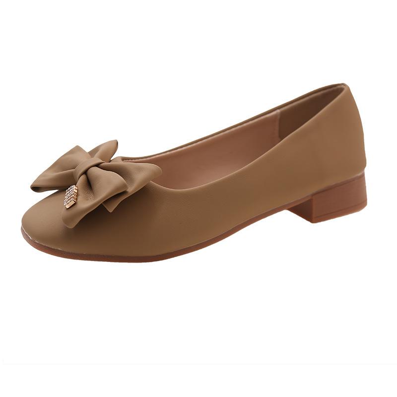 Spring new French Mary Jane shoes square head temperament single shoes women's bow daily commuter women's shoes