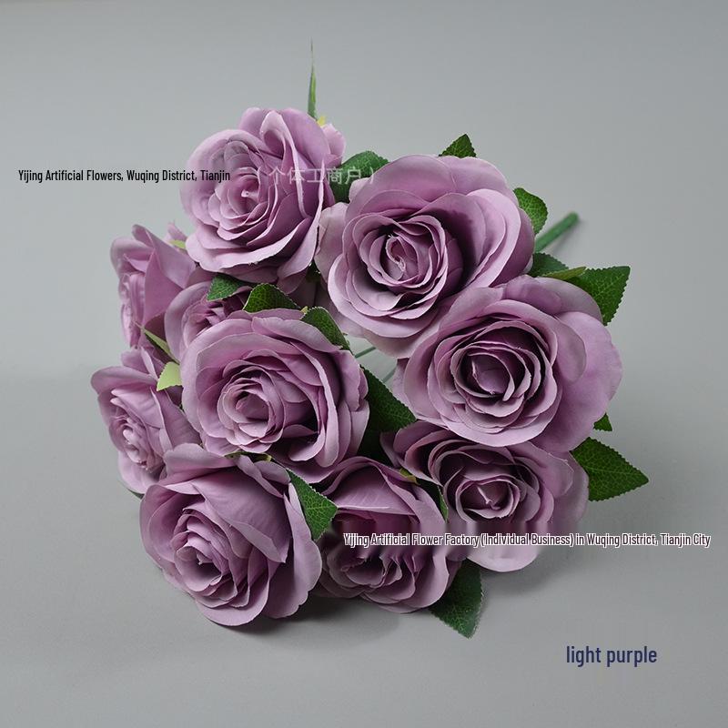 Artificial Dutch Rose Bouquet: 10 Heads for Wedding Hall & Bride's Decoration