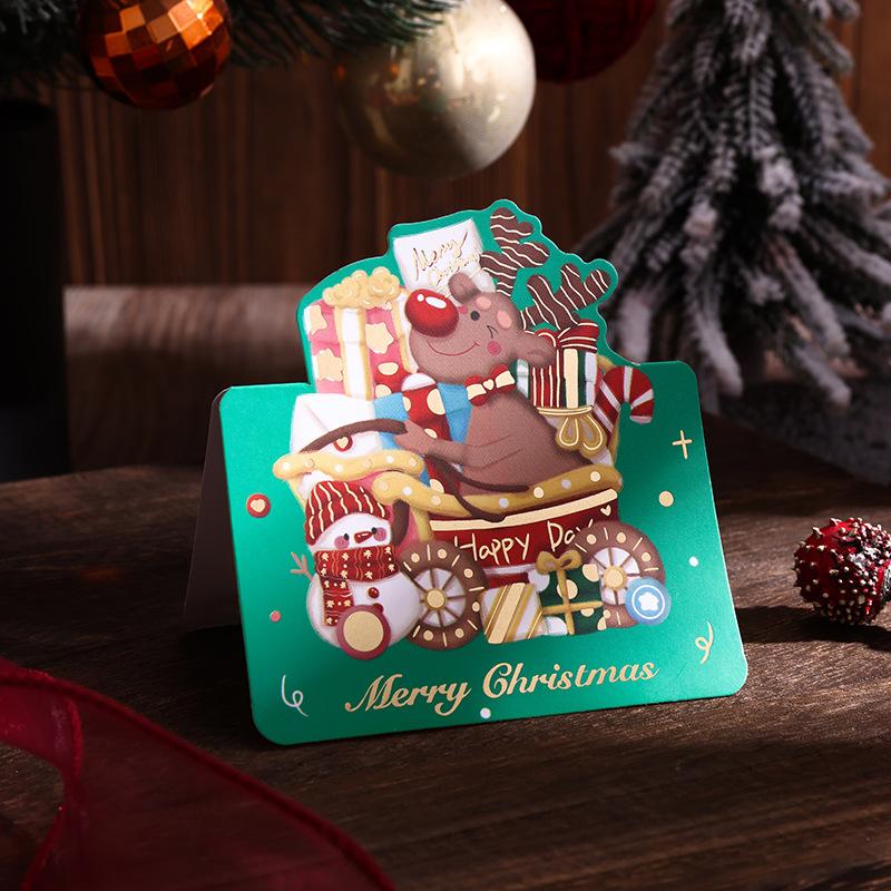 10pcs Merry Christmas Greeting Cards with Santa Claus And Snowman Custom Blank Cards for  Party Invitation New Year Gifts