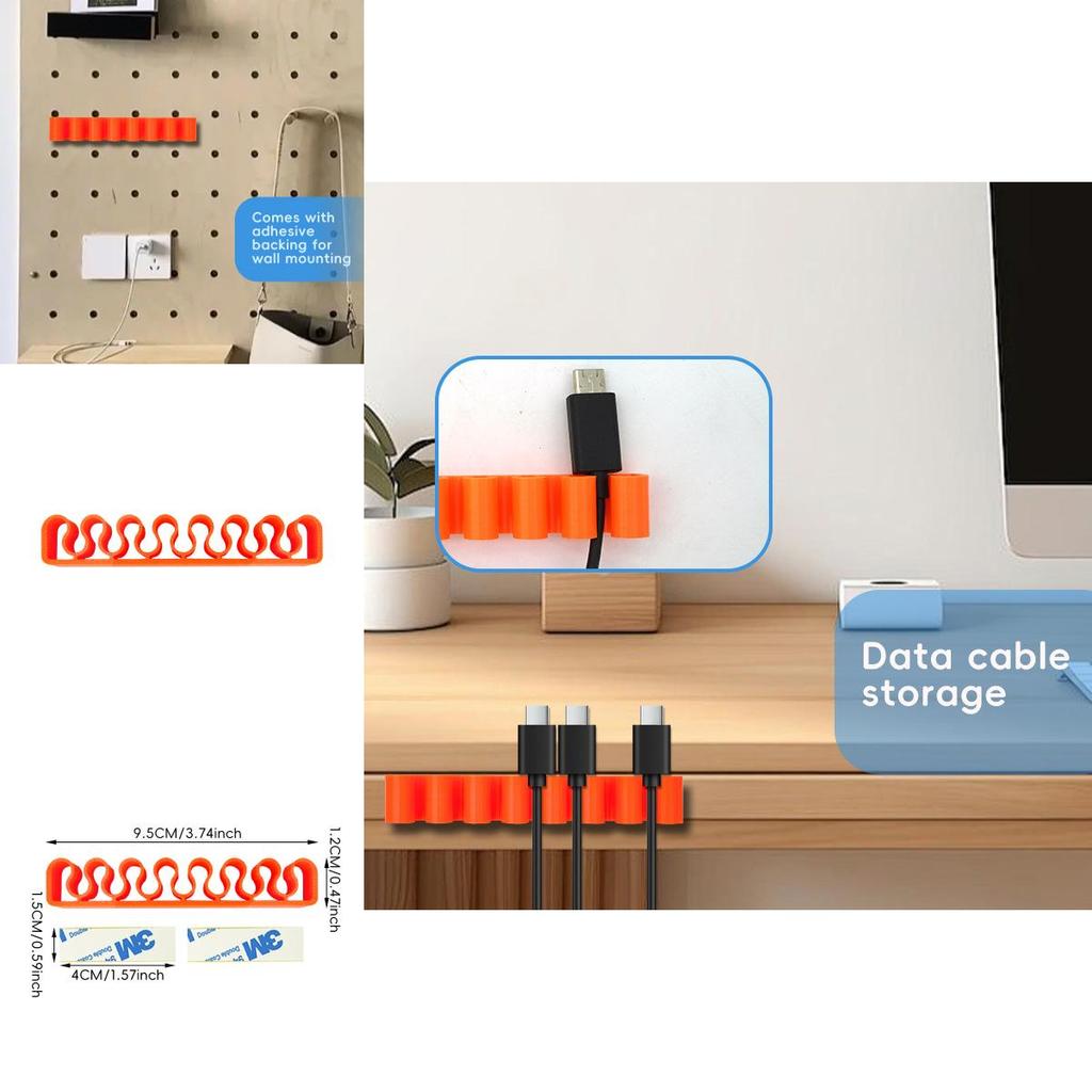 Cable Organizer Wall Mounting Bracket With Adhesive For Home Office Workspaces