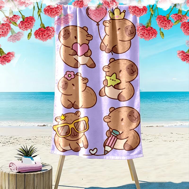Whimsical Whiskers: Adorable Animal Moments Beach Towel Portable for Travel Outdoor Camping Absorbent Bath Towel Seaside Swim