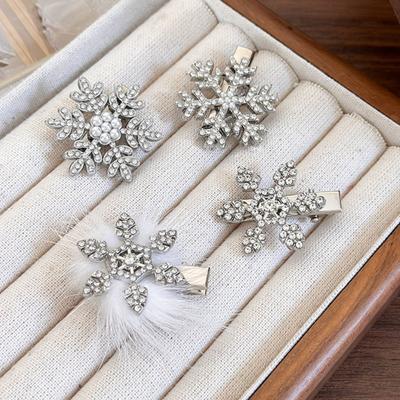 Weihnachten Diamant Schneeflocke Haarspangen Perle Kristall Haar Haarnadeln Für Frau Mädchen Süße Haarspangen Mode Haarschmuck Geschenke